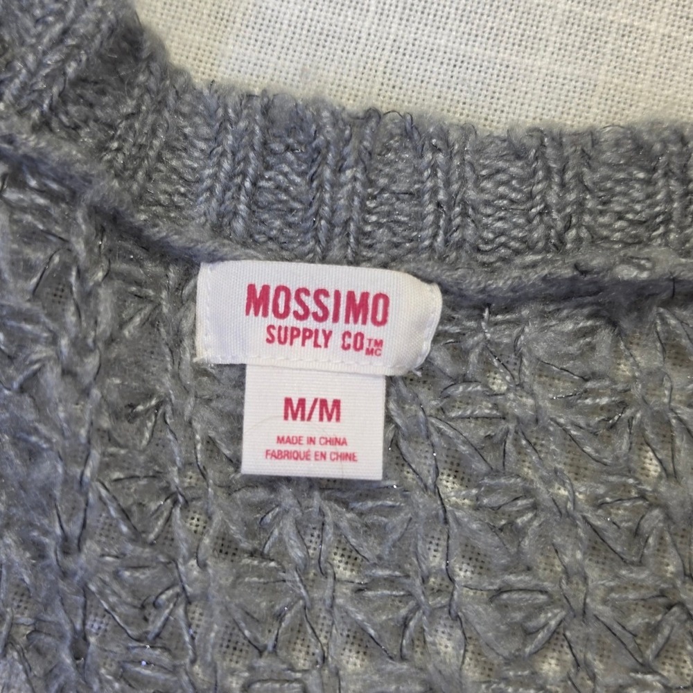 Mossimo Supply Co Gray Open Front Textured Knit Cardigan Sweater Womens Medium - Picture 2 of 12